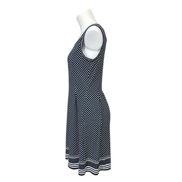 MAX STUDIO Polka Dots Black & White Sleeveless Fit Flare Dress Retro Sz S NEW - Picture 3 of 8